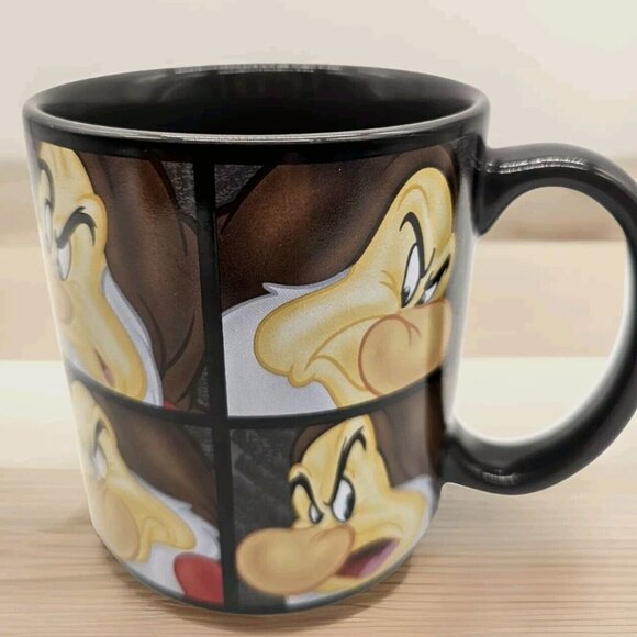 Disney Store Exclusive 10 Faces of Grumpy Mug Grey Coffee Cup 16oz Snow White - Picture 1 of 10